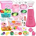 121PCS Play Kitchen Accessories, Kids Kitchen Playset, Pretend Play Food