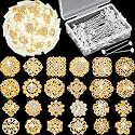 Kigeli 124 Pcs Rhinestone Bouquet Pins for Wedding Crafting Corsage, Gold