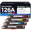 126A Toner Cartridge Set 4-Pack High Yield Replacement for HP 126A CE310A CE311A CE312A CE313A Compatible for HP LaserJet Pro 100 color MFP CP1025 CP1025nw M175nw TopShot M275 Printer Ink Black Copier