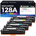 128A Toner Cartridge 4-Pack Black Cyan Yellow Magenta High Yield Replacement for 128A CE320A CE321A CE322A CE323A Compatible with HP LaserJet Pro Color MFP CM1415fn CM1415fnw CP1525nw CP1525n Printer