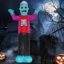 12ft Blue Zombie Halloween Outdoor Inflatable Decoration, Creepy Skeleton Zombie with LED Lights, Holiday Inflatable Decoration for Outdoor Patio, Garden, Lawn