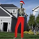 12ft Giant Skeleton Jumpsuits Costume Set Christmas Overalls Hat Lawn Patio Outdoor Christmas Decor