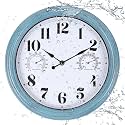 12In Outdoor Clock Green Waterproof Wall Clock with Temperature