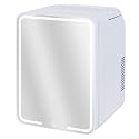 Kikihuose 12L Skincare Fridge with Mirror & LED Lighting, 3-Mode Dimmable, Cooler & Warmer for Makeup, Cosmetic, Beauty, Portable Mini Beauty Fridge for Bedroom, Vanity, Car & Home Use