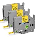 12mm 0.47" Yellow Tape Compatible with Brother P-Touch Tze-631 Label Refill