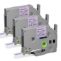 12mm Black on Pastel Purple Tze-MQF31 Replace for Brother PTouch Label Tape