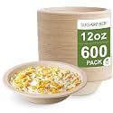 12oz Compostable Paper Bowls Disposable Round Natural Cereal Bowl,600 Count