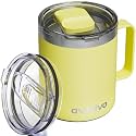 12oz Insulated Coffee Mug with 2 Lids &amp; Handle, Stainless Steel Cup
