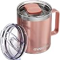 12oz Insulated Coffee Mug with 2 Lids &amp; Handle, Stainless Steel Cup