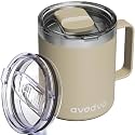 12oz Insulated Coffee Mug with 2 Lids &amp; Handle, Stainless Steel Cup