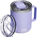 12oz Insulated Coffee Mug with 2 Lids &amp; Handle, Stainless Steel Cup