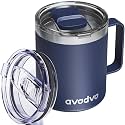 12oz Insulated Coffee Mug with 2 Lids & Handle, Stainless Steel Cup