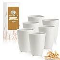 12oz Wheat Straw Cups for Kids, Drinking Cups Set of 6 - White