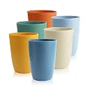 12oz Wheat Straw Cups Set of 6, Plastic Cups Reusable (Multicolor)
