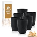 12oz Wheat Straw Cups Sets of 6, Plastic Cups Reusable (Black)