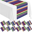 12Pack Plastic Mexican Table Runner Disposable Fifth of May Mexican Serape Table Runner 14 x 84Inch Purple Striped Table Cover for Dinning Table Fiesta Party Day of The Dead Taco Party Decor Supplies