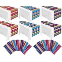12Pack Plastic Mexican Table Runner Disposable Fifth of May Mexican Serape Table Runner 14 x 84In Multicolor Striped Table Cover for Dinning Table Fiesta Party Taco Party Decor Supplies