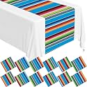 12Pack Plastic Mexican Table Runner Disposable Fifth of May Mexican Serape Table Runner 14 x 84Inch Blue Striped Table Cover for Dinning Table Fiesta Party Day of The Dead Taco Party Decor Supplies