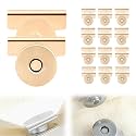 12Pair Snap Buttons Metal Seamless Magnetic Buckle Clasp for Clothing,Tote Bags and DIY Crafts,No Sewing Required Bag Clip (Gold)