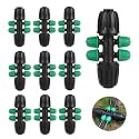 12Pcs 1/2" Tubing to 1/4" Lock Tee Six-Way Tubing Irrigation Fitting