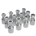 12PCS 1/4 inch Hydraulic Hose Fittings 1/4" Hose x 1/4" JIC 37° Female Pipe Hydraulic Hose Crimp Fitting Ends for Air Hose Repair Kit
