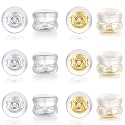 12PCS 18K Earring Backs for Studs, Silicone Earring Backs Replacements for Studs Earrings, Non-Irritating Hypoallergenic Rubber(White+Gold)