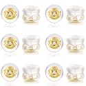 12PCS 18K Gold Earring Backs for Studs, Silicone Earring Backs Replacements for Studs Earrings, Non-Irritating Hypoallergenic Earring Backers for Droopy Ears (Gold)