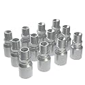 12PCS 3/8 inch Hydraulic Hose Fittings 3/8" Hose x 3/8" NPTF Male Pipe Hydraulic Hose Crimp Fitting Ends for Air Hose Repair Kit