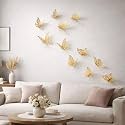 3D Butterfly Wall Stickers for Home Decor with Adhesive Pads, Golden Mirror Effect DIY Wall Decoration for Bedroom Living Room Kids Room TV Background Wedding Birthday Party Decor Pack of 1