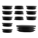 12Pcs 50mm/2Inch Round Plastic Plug, Pipe Tubing End Cap, Black Furniture Finishing Sliders, Plastic Glide Protection for Round Metal Tube and Furniture