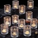 12PCS Clear Votive Candle Holders - Glass Tea Lights Candle Holder