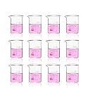 12pcs Glass Beakers Shot, Vol.25ml, 3.3 Borosilicate Glass, Griffin Low Form Lab Beaker Set with Printed Graduation, LVA001
