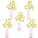 12PCS Glitter 15th Birthday Centerpiece Sticks Number 15 Cake Toppers Fifteen Table Flower Topper Decorations for 15th Birthday Anniversary Party Centerpiece Supplies Gold