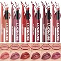 12Pcs Matte Lipstick and Lip Liner Set, Lip Makeup Combo (Nude Rose Set)