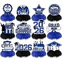 12Pcs Blue Graduation Decorations Honeycomb Centerpieces, Class of 2026 Graduation Centerpieces for Tables Royal Blue Congrats Grad Graduation Table Decorations, Blue Graduations Table Toppers