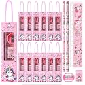 SILLYME 12pcs of Unicorn Stationery Set for Navratri gifts for kanya Return Gifts Birthday Party for kids - Pencil , scale , eraser kanjak gifts for girls pack of 12 - kanya pujan gifts set of 12