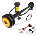 GAMPRO 12V 150DB Car Air Horns, 18 Inches Chrome Zinc Single Trumpet Truck Air Horn with Compressor for Any 12V Vehicles Trucks Lorrys Trains Boats Cars (black with lights)