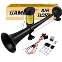 GAMPRO 12V 150dB Air Horn kit, 18Inch Chrome Zinc Single Trumpet Truck Horn with Compressor for Car Truck SUV Boat RV(Black)