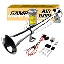 GAMPRO 12V 150dB Air Horn Kit, 18Inch Chrome Zinc Single Trumpet Truck Horn with Compressor for Car Truck SUV Boat RV(Silver)