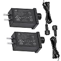 12V 1A Class 2 Power Supply, UL Listed LED Transformer Replacement, IP44 Waterproof Low Voltage Power Adapter for Christmas String Light Yard Inflatable Decorations (2 Pack)