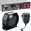 12V 200W 9Tone Slim Speaker Horn Alarm PA System Emergency Siren for Vehicles Truck, [Handheld Microphone][2 x 10A Switches] for Firefighter Ambulance