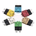12V 24V Manual Reset Fuse Circuit Breaker ATO ATC Low Profile 5A 10A 15A 20A 25A 30A, UL, 12 Volt-32V Amp Breakers Resettable Automotive Blade Fuse Assortments Kit for Car RV Marine Boat Truck