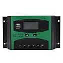12V/24V Solar Charge Controller with Dual USB Ports, PWM Solar Controller for AGM Gel Batteries, Photovoltaic Solar Charging Regulator with LCD Display, Short Circuit Overload Prot (40A)