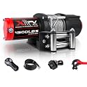 XPV AUTO 12V 4500LBS Steel Rope Electric Winch for Towing ATV/UTV Off Road with Wireless Remote Control Mounting Bracket IP67 Waterproof Electric Winch with 4-Way Roller Fairlead
