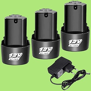 12v cordless drill driver battery and 12v cordless drill power tools charger 3pcs battery 1pcs charger