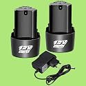 12v Cordless Drill Driver Battery and 12v Cordless Drill Power Tools Charger (2Pcs Battery, 1Pcs Charger)