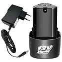 12v Cordless Drill Driver Battery and 12v Cordless Drill Power Tools Charger (1Pcs Battery, 1Pcs Charger)