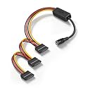 12V DC 5.5 x 2.5mm to 3 x 15 PIN SATA Power Splitter Cable(80cm)
