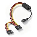 12V DC 5.5 x 2.5mm to Dual 15PIN SATA Power Splitter Cable(70cm)