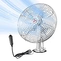 12V Portable Fan RV | Truck Cooling Heavy Duty 9" Metal Car Fan Bus | Boat | Forklift | Car | Camper | Lawn | Mower | Tractor 2-Speed High Velocity Silver